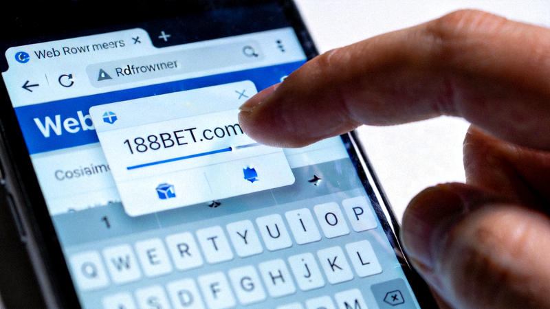 스마트폰 웹 브라우저 주소창에 188BET 공식 주소를 입력하는 화면